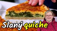 Francouzský slaný koláč quiche se špenátem a sýrem
